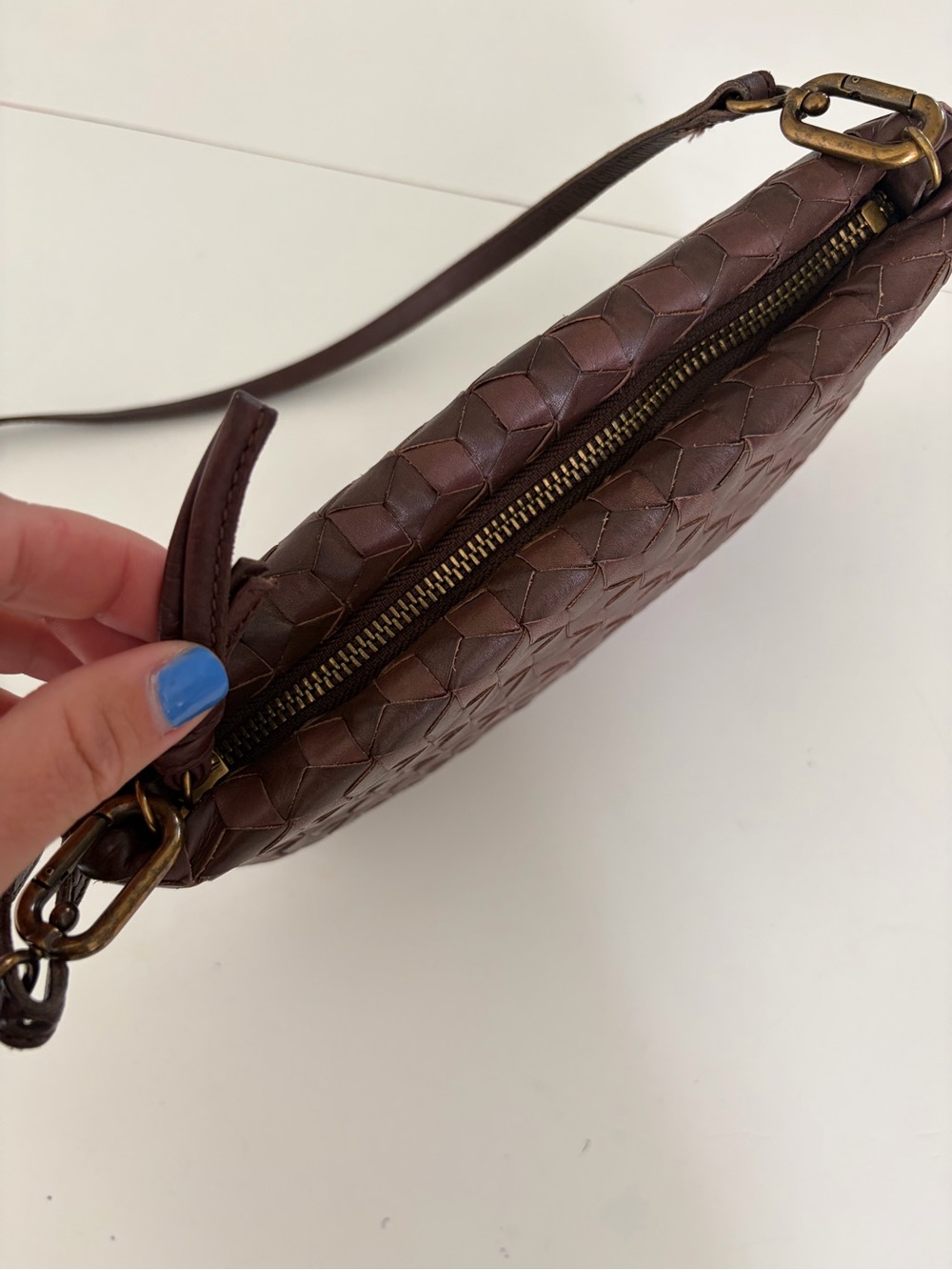 Madewell The Puff Woven Leather Crossbody Bag Chocolate Raisin NI981 - Picture 8 of 14
